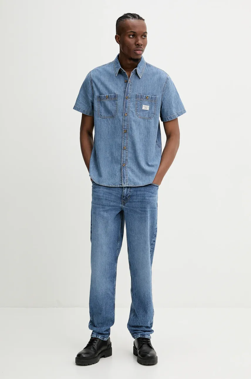 Джинсовая рубашка Guess Jeans мужской regular классический воротник M5GH09 D5NY2 Джинсовая рубашка Guess Jeans мужской regular классический воротник M5GH09 D5NY2