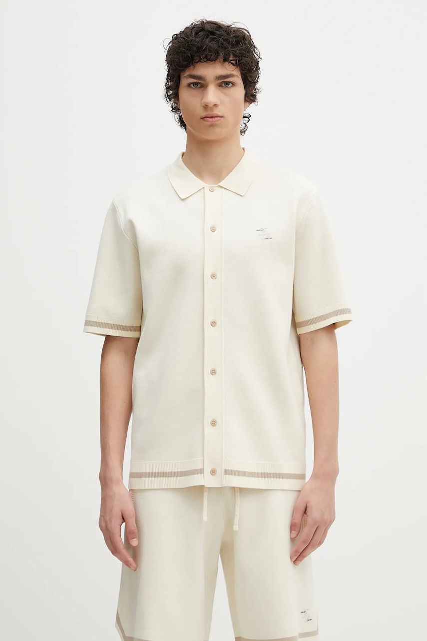 Filling Pieces cămașă Classic culoarea bej, cu guler clasic, relaxed, 91222209936