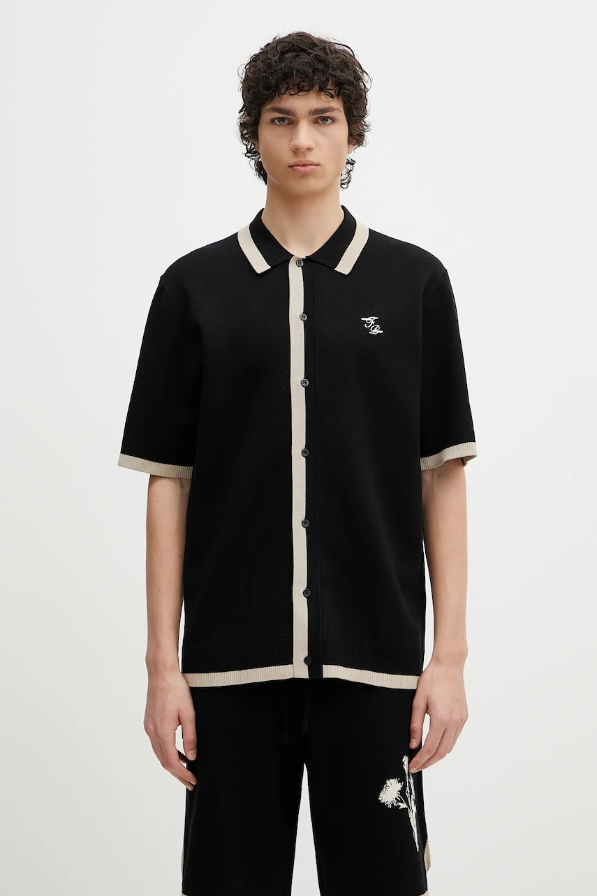 Filling Pieces cămașă Gardener culoarea negru, cu guler clasic, relaxed, 91299851861