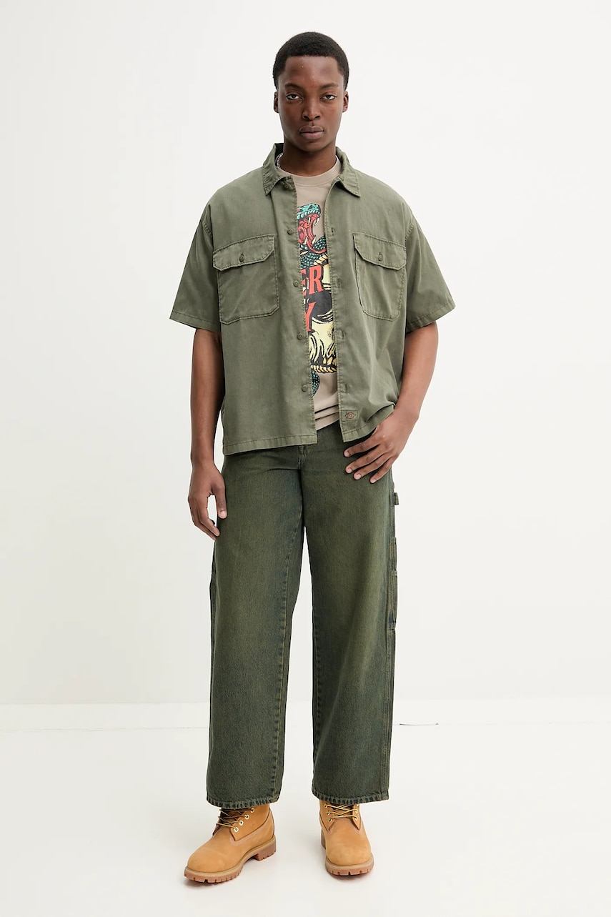 Рубашка Dickies мужская цвет зелёный relaxed классический воротник DK0A4Z7QMGR1 Рубашка Dickies мужская цвет зелёный relaxed классический воротник DK0A4Z7QMGR1