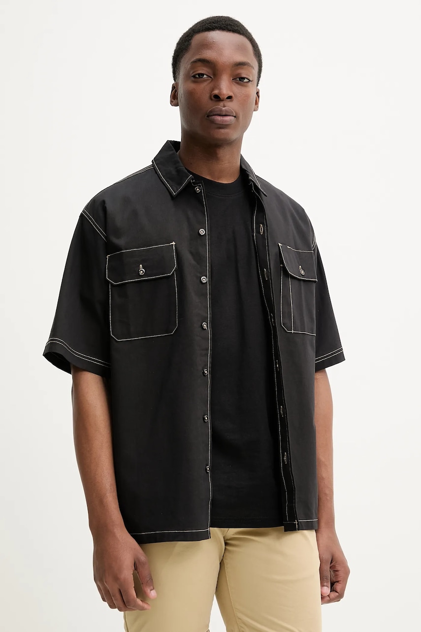 Dickies camasa barbati, culoarea negru, cu guler clasic, regular, DK0A4Z7RBLK1 Dickies camasa barbati, culoarea negru, cu guler clasic, regular, DK0A4Z7RBLK1