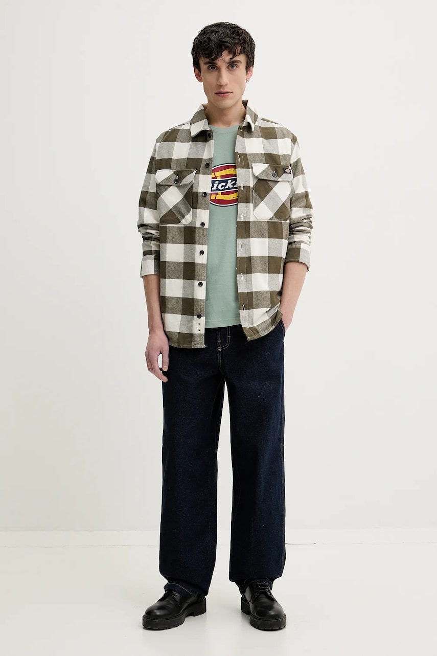 Рубашка Dickies мужская цвет зелёный relaxed классический воротник DK0A4XDZC481 Рубашка Dickies мужская цвет зелёный relaxed классический воротник DK0A4XDZC481