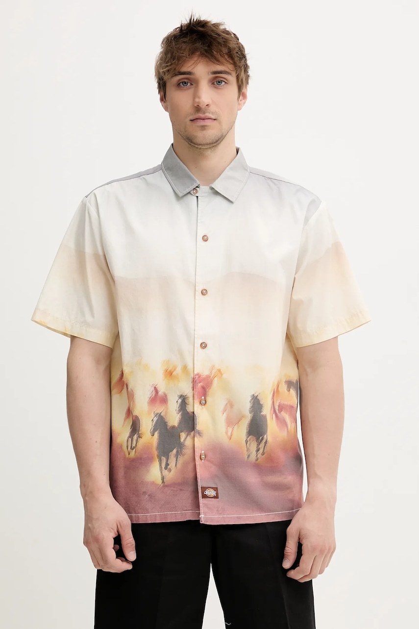 Dickies cămașă din bumbac culoarea gri, cu guler clasic, relaxed, DK0A8676K411