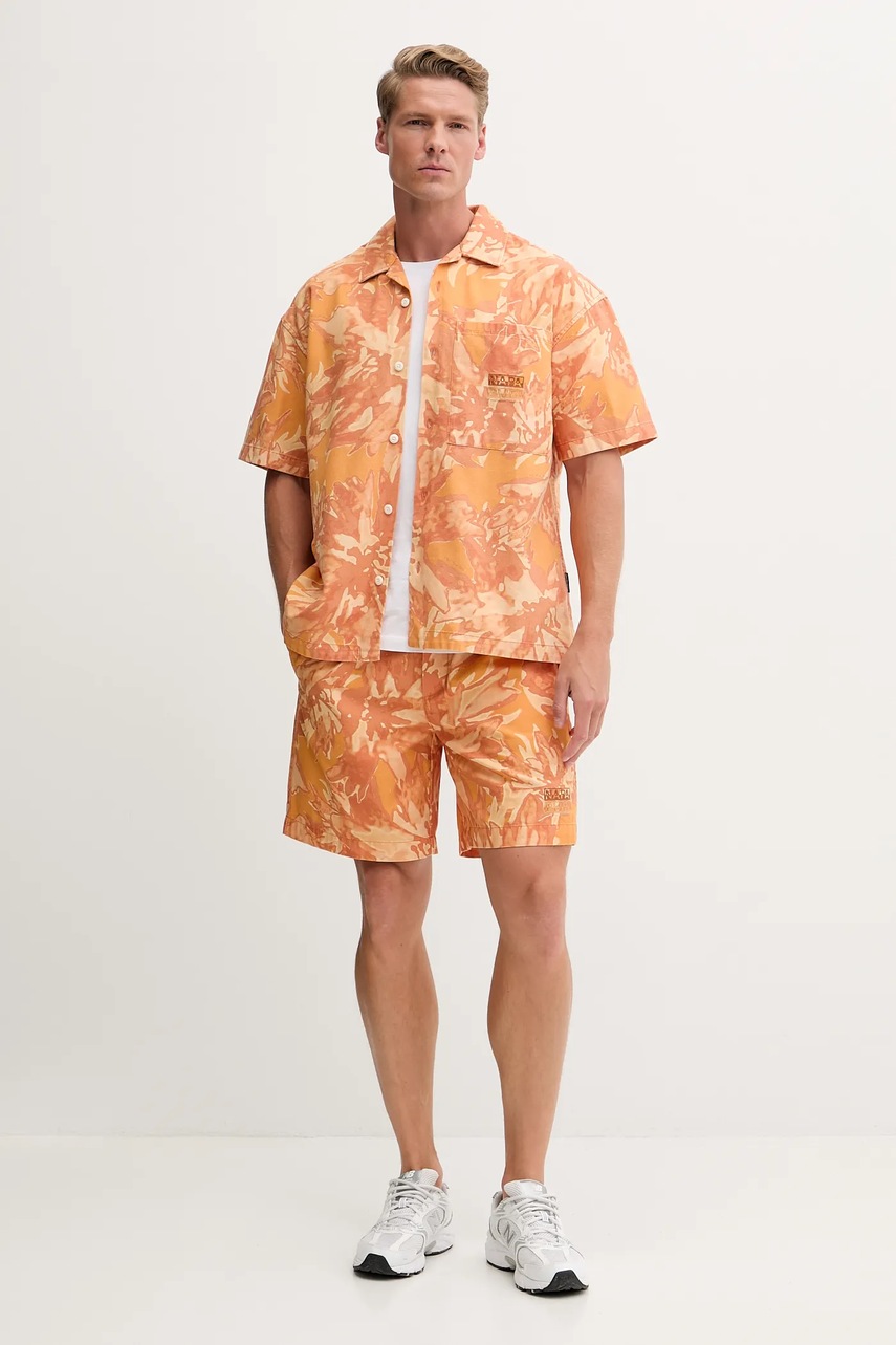 Джинсовая рубашка Napapijri G-Talla мужская цвет оранжевый relaxed классический воротник NP0A4IDJFED1
