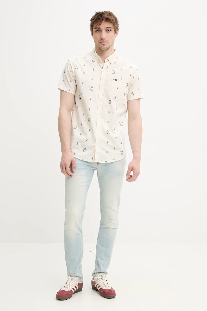 Рубашка Rip Curl мужская цвет бежевый regular воротник button-down 01PMSH Рубашка Rip Curl мужская цвет бежевый regular воротник button-down 01PMSH