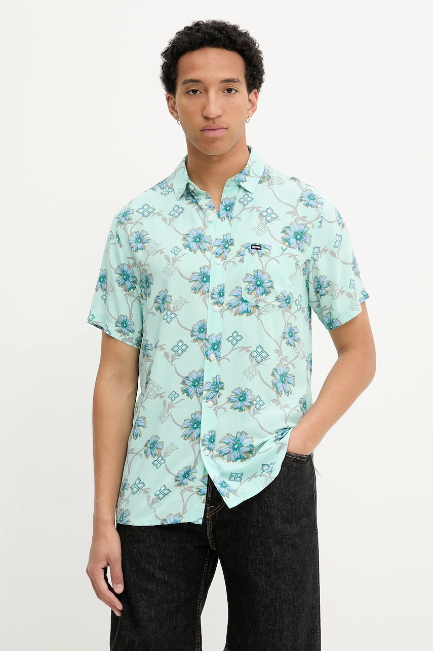 Rip Curl cămașă culoarea turcoaz, cu guler clasic, regular, 04NMSH