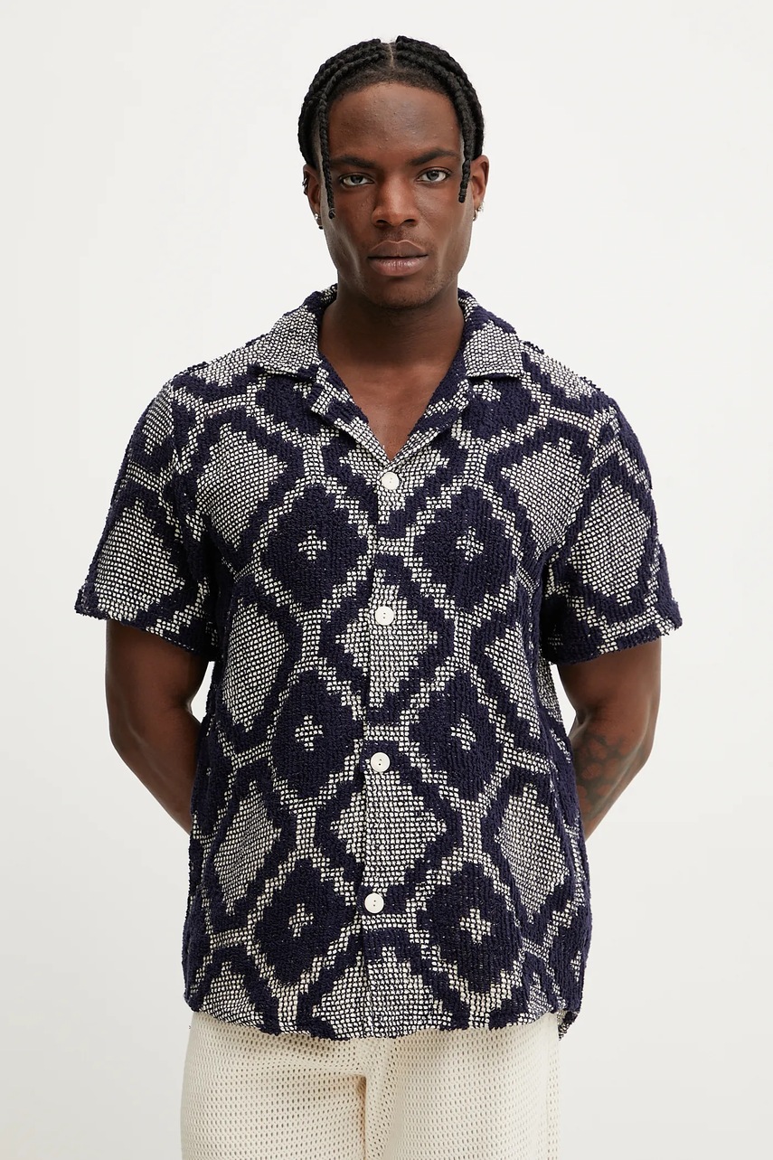 OAS cămașă bărbați, culoarea bleumarin, regular, 7013