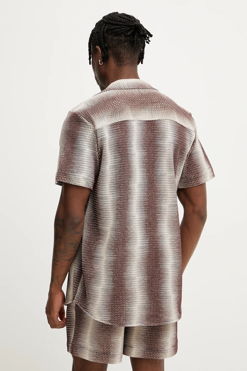 Βαμβακερό πουκάμισο OAS ανδρικό, χρώμα: καφέ, 7014 φωτογραφία