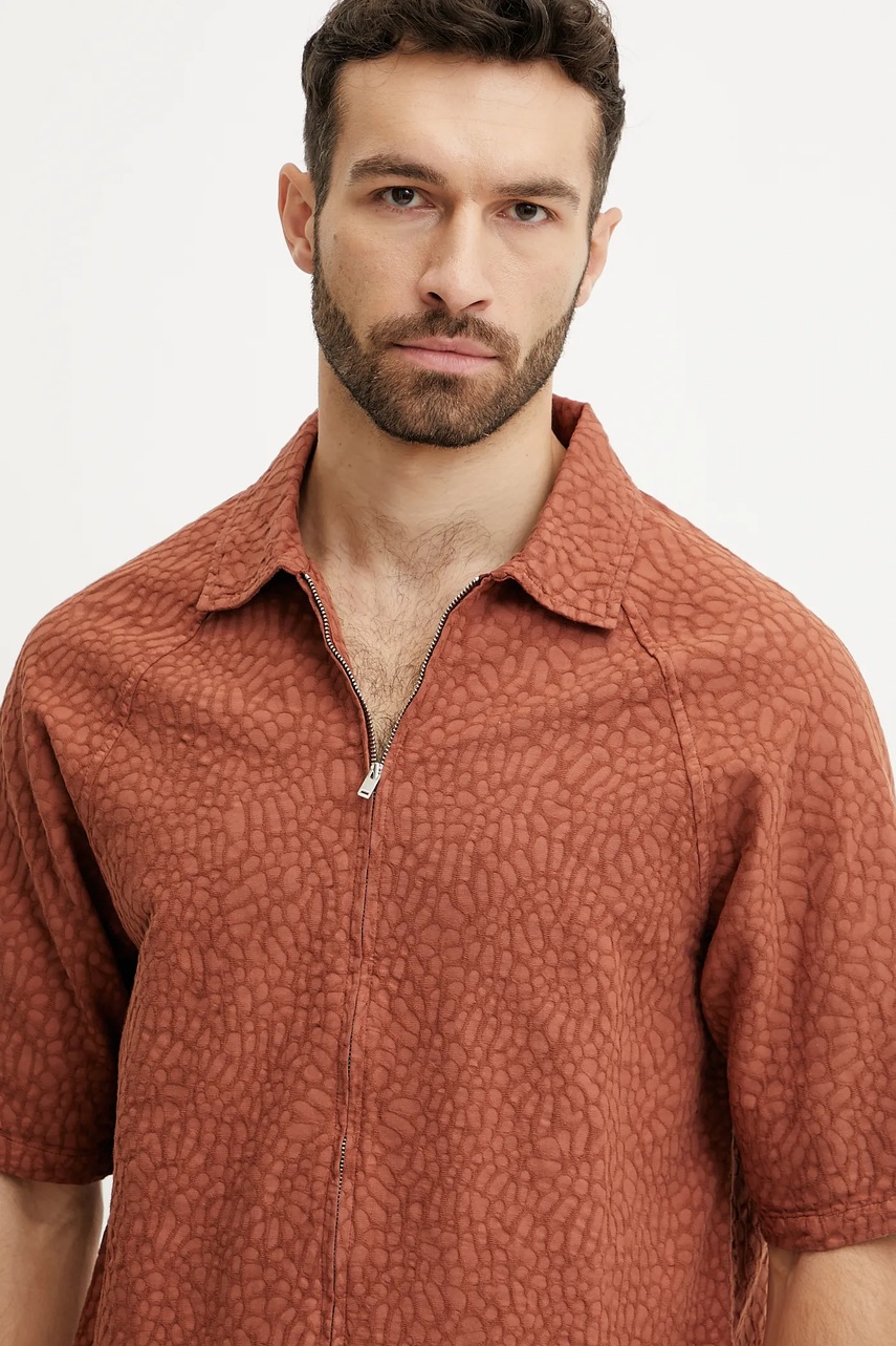 Βαμβακερό πουκάμισο OAS ανδρικό, χρώμα: πορτοκαλί, 7060 φωτογραφία