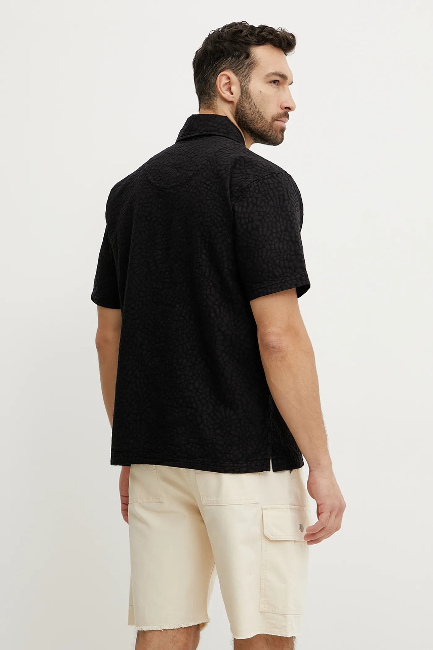 Βαμβακερό πουκάμισο OAS ανδρικό, χρώμα: μαύρο, 7106 φωτογραφία