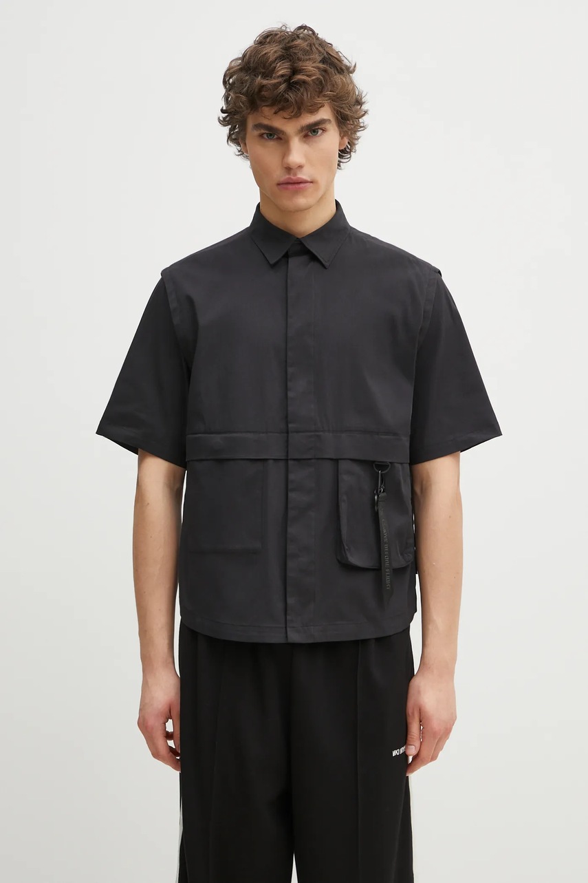 Košile Alpha Industries Short Sleeve Utility Shirt pánská, černá barva, regular, 756117.03