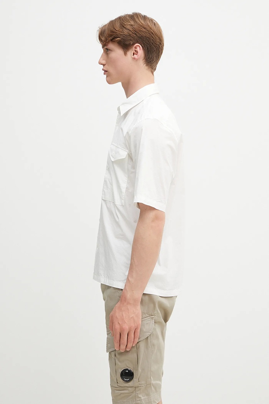 Хлопковая рубашка C.P. Company мужская цвет белый relaxed классический воротник 18CMSH249A005328G