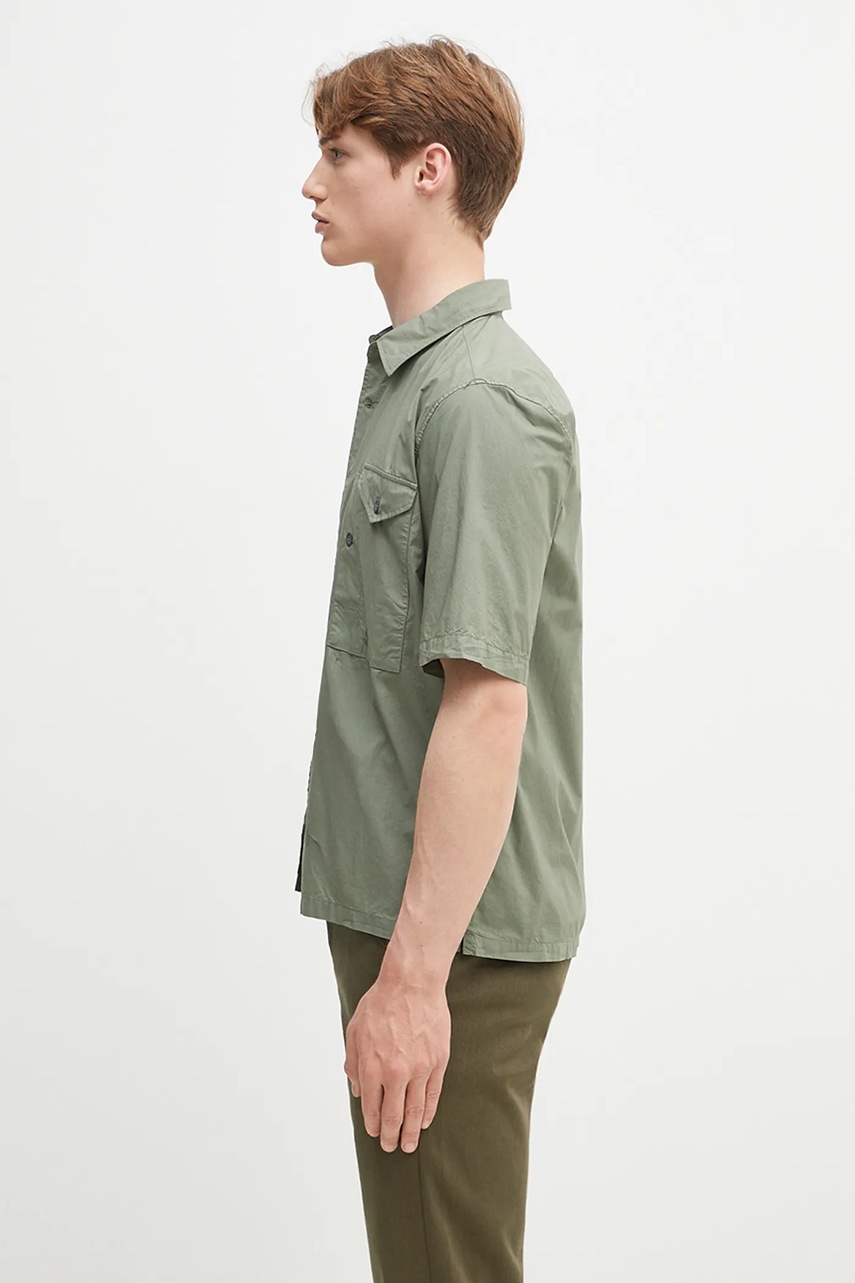 Хлопковая рубашка C.P. Company мужская цвет зелёный relaxed классический воротник 18CMSH249A005328G