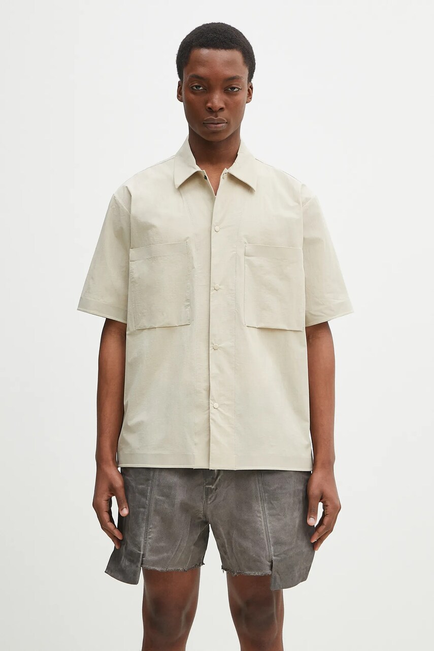 Norse Projects cămașă Hermann Travel Light SS bărbați, culoarea bej, cu guler clasic, relaxed, N40.0824.0920