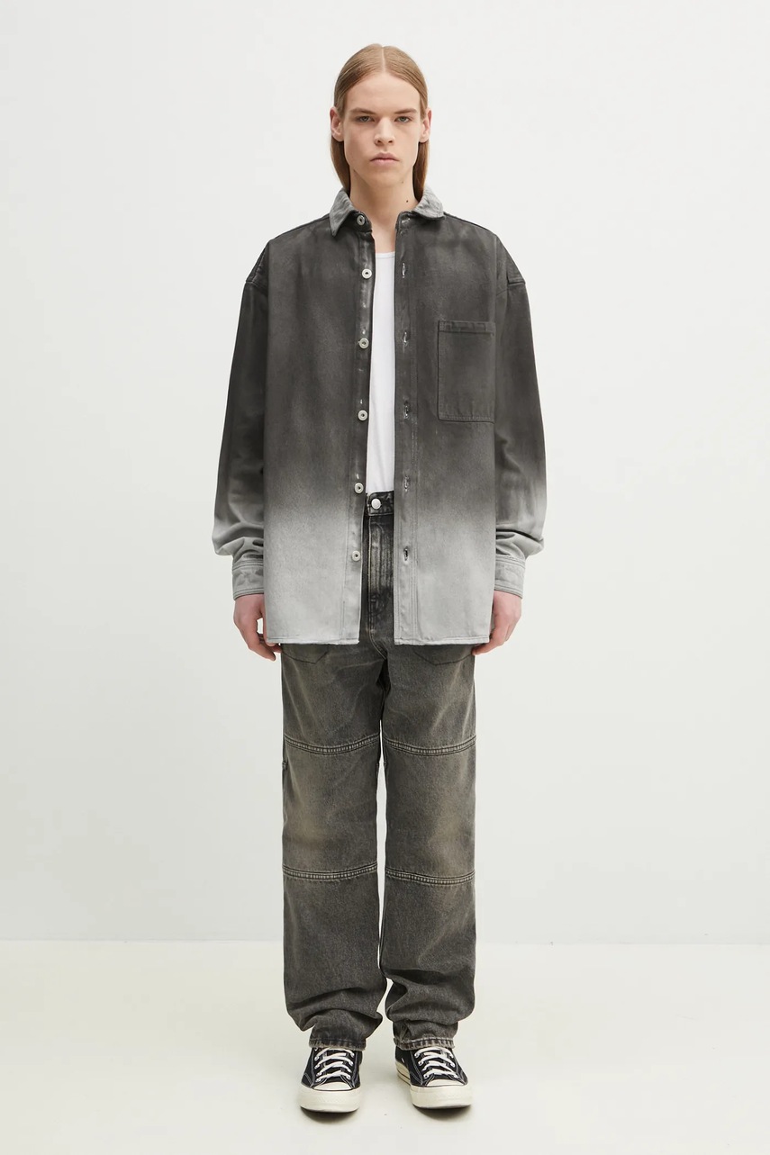 Τζιν πουκάμισο Marcelo Burlon Gradient Denim Overshirt Black White φωτογραφία