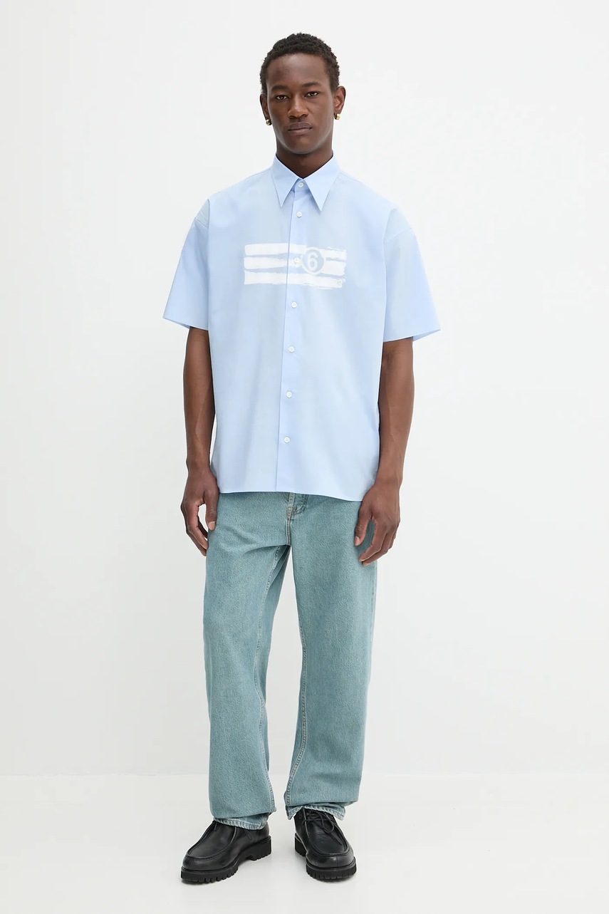 Хлопковая рубашка MM6 Maison Margiela relaxed классический воротник SH2DR0004