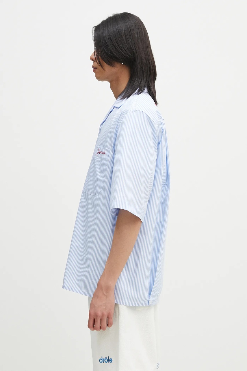 Хлопковая рубашка Fiorucci Striped Logo Bowling мужская relaxed классический воротник M02SPTSS295CO01BL02