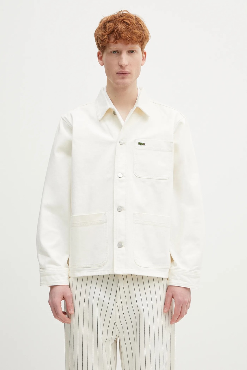 Lacoste cămașă din denim culoarea bej, cu guler clasic, regular, CH9222