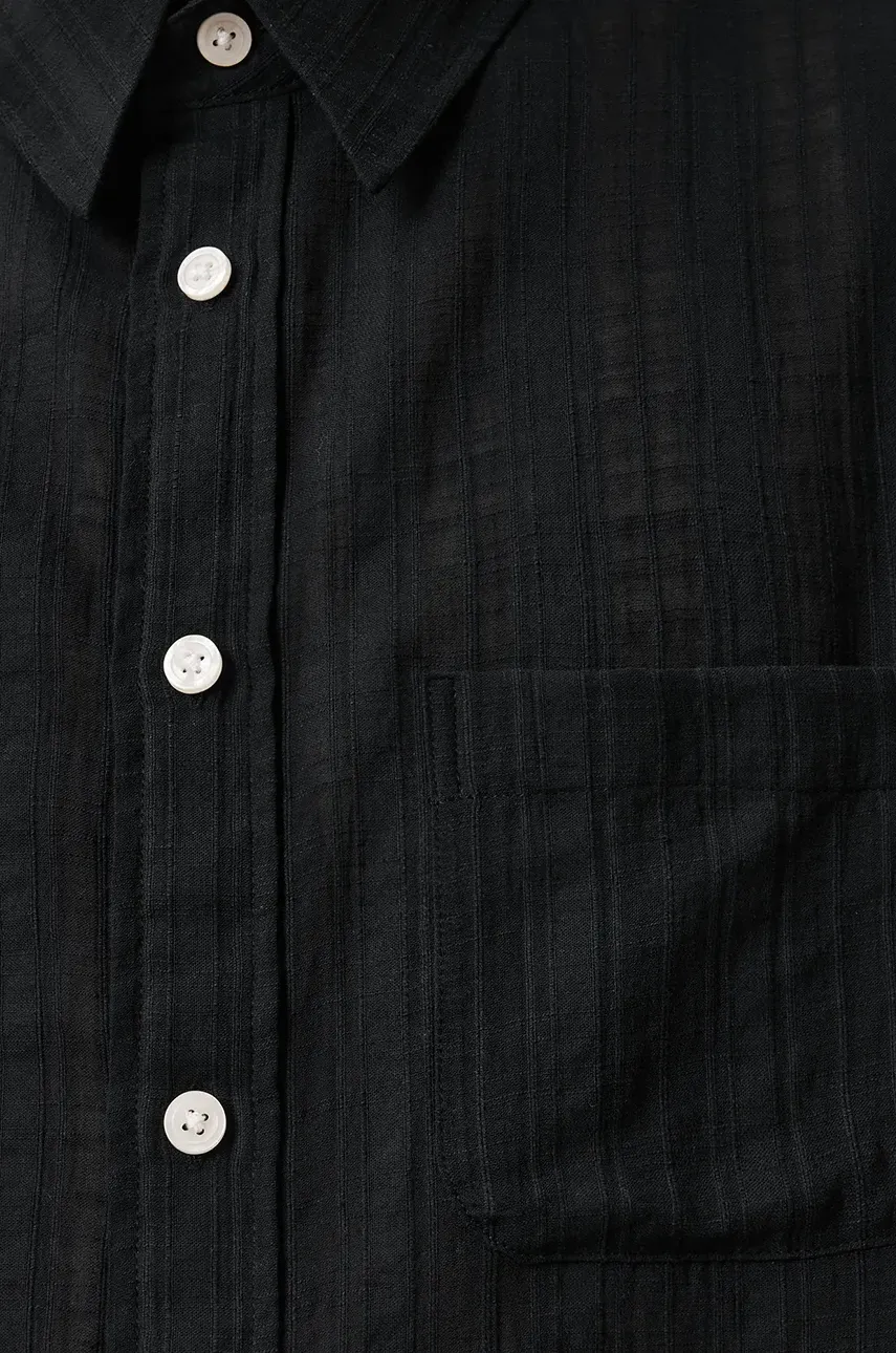 AllSaints pamut ing KARMI férfi, galléros, fekete, regular, M040SC termék 2. képe