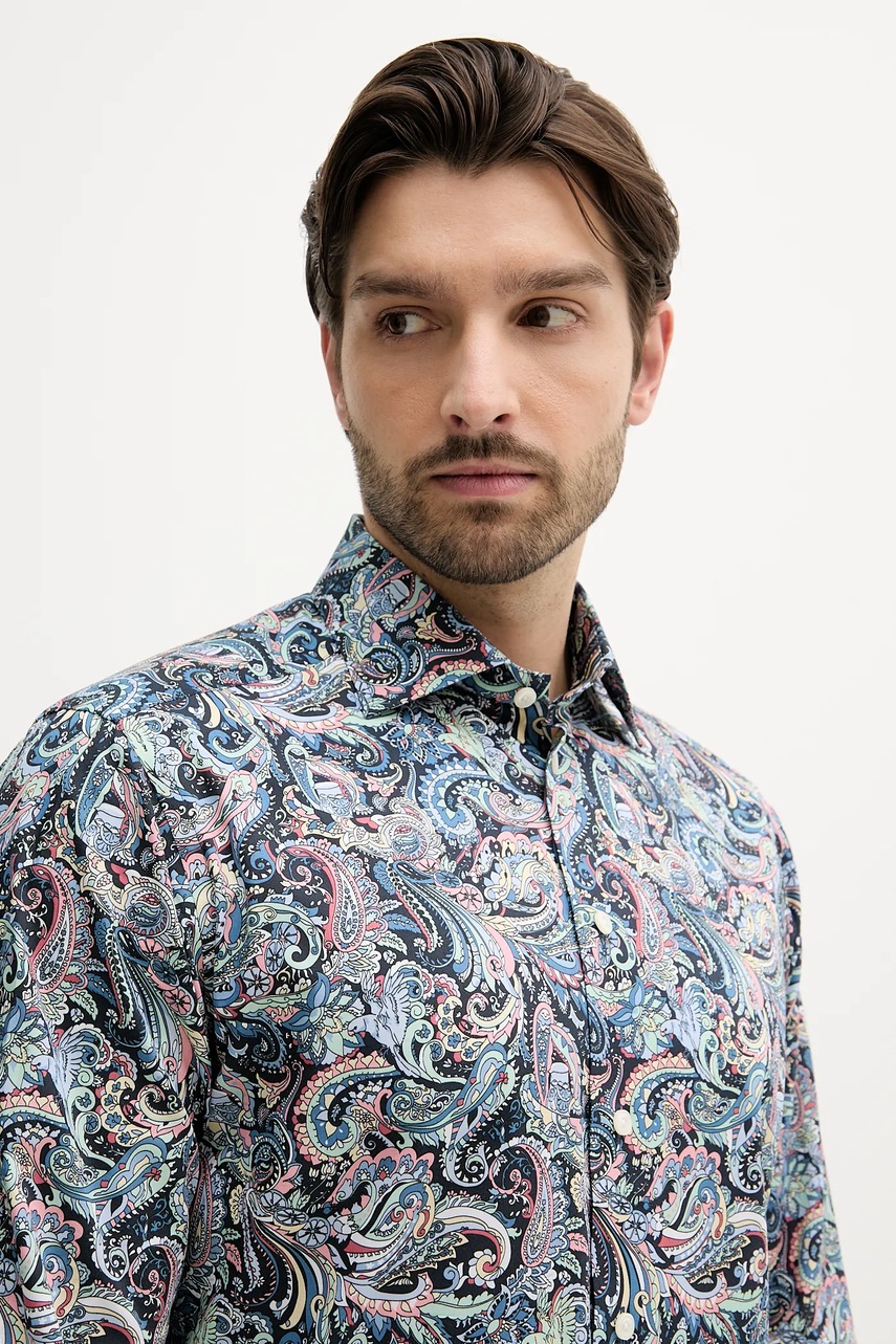 Βαμβακερό πουκάμισο Eton ανδρικό, χρώμα: ναυτικό μπλε, 100013133 φωτογραφία