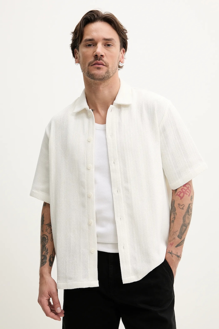 Resteröds camasa Kirk Shirt barbati, culoarea alb, cu guler clasic, regular, 10251.7400 Resteröds camasa Kirk Shirt barbati, culoarea alb, cu guler clasic, regular, 10251.7400