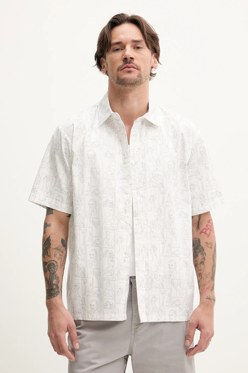 Resteröds cămașă din bumbac Ron Shirt bărbați, culoarea alb, cu guler clasic, relaxed, 10251.7410 Resteröds cămașă din bumbac Ron Shirt bărbați, culoarea alb, cu guler clasic, relaxed, 10251.7410