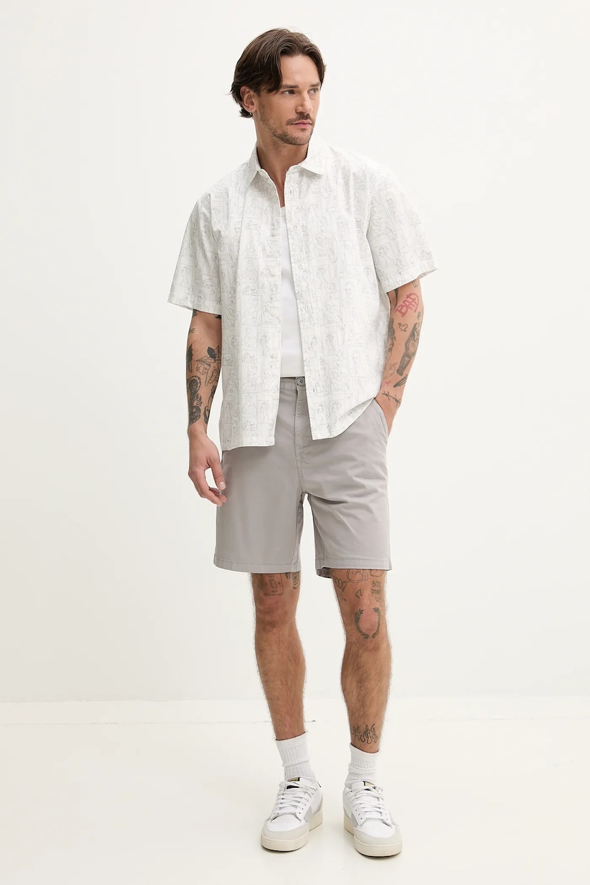 Хлопковая рубашка Resteröds Ron Shirt мужская цвет белый relaxed классический воротник 10251.7410 Хлопковая рубашка Resteröds Ron Shirt мужская цвет белый relaxed классический воротник 10251.7410