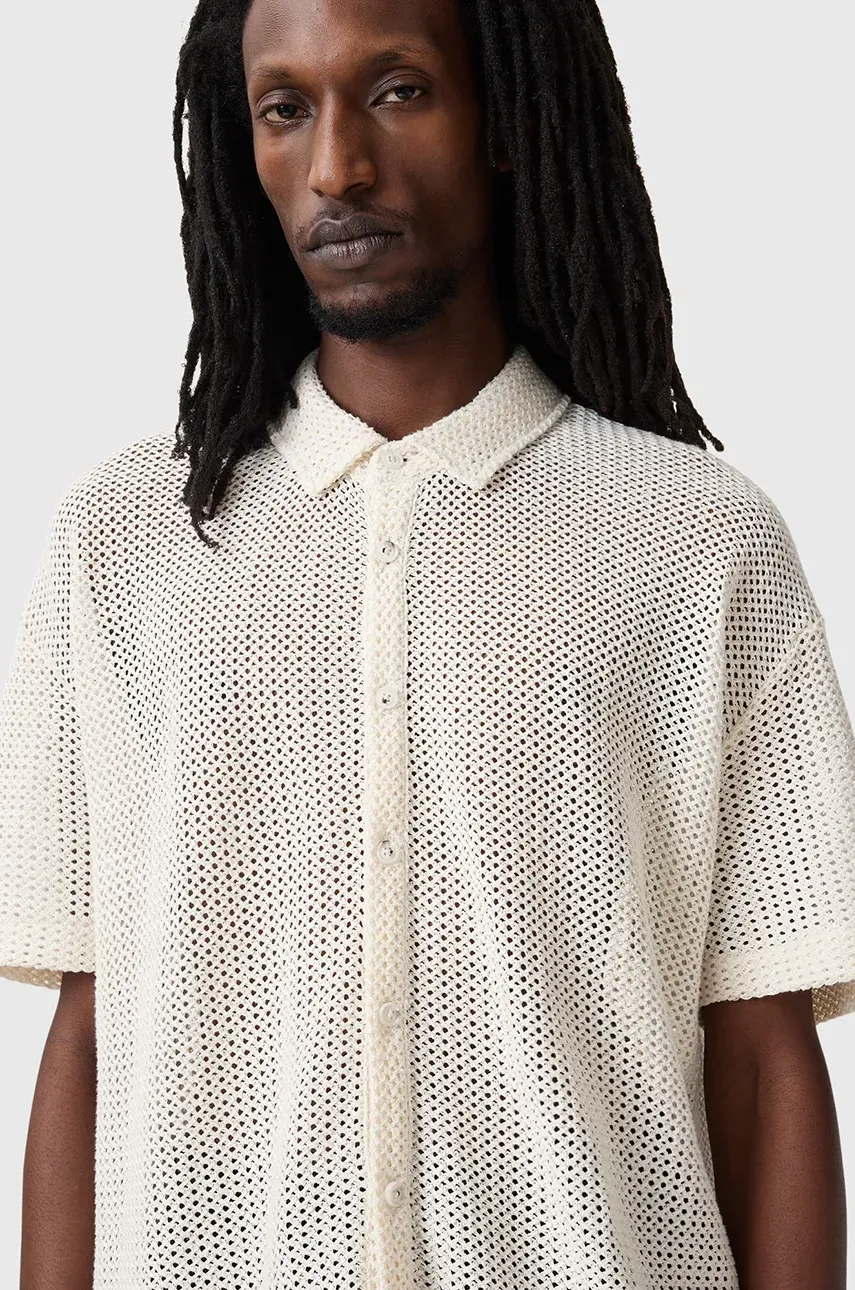 Хлопковая рубашка AllSaints MUNROE мужская цвет белый regular классический воротник M115SC Хлопковая рубашка AllSaints MUNROE мужская цвет белый regular классический воротник M115SC