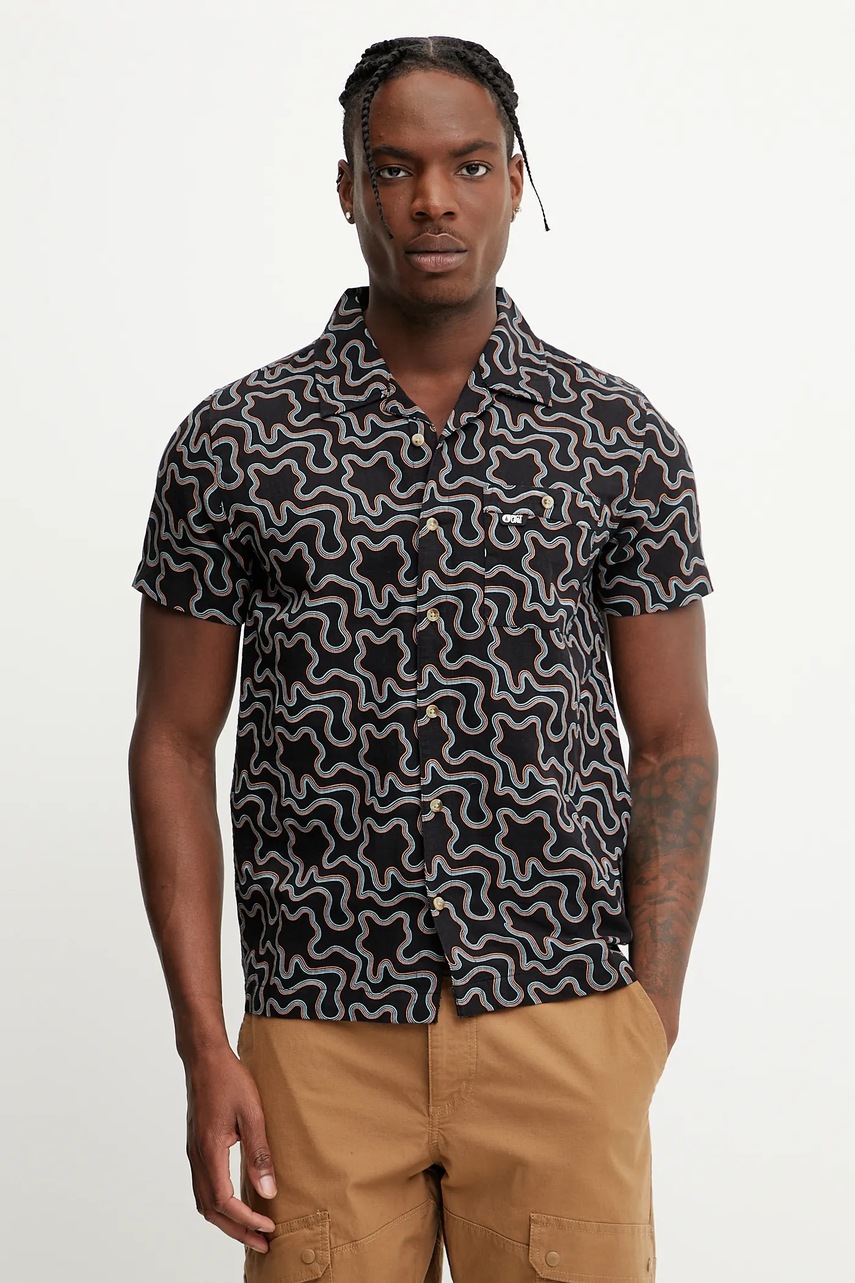 Picture cămașă de in Mokara culoarea negru, regular, MTS1206