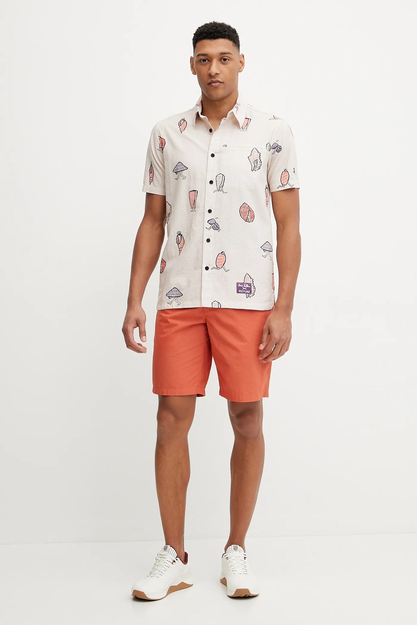 Βαμβακερό πουκάμισο Picture Jean Julien ανδρικά, χρώμα: μπεζ, MTS1306 φωτογραφία