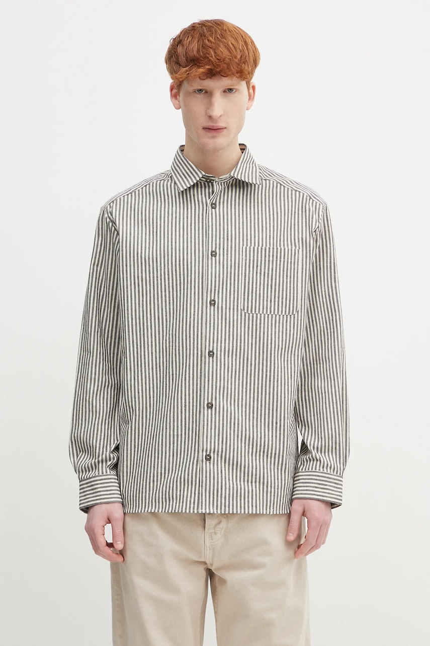 A.P.C. cămașă din bumbac Surchemise Malo culoarea negru, cu guler clasic, relaxed, COHGG.H32023