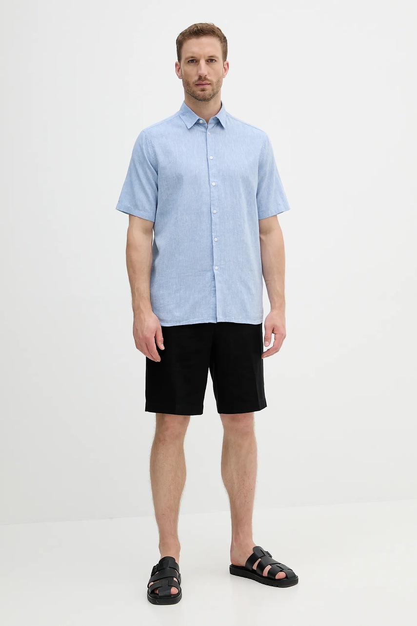 Льняная рубашка Sisley regular классический воротник 51FCSQ03K