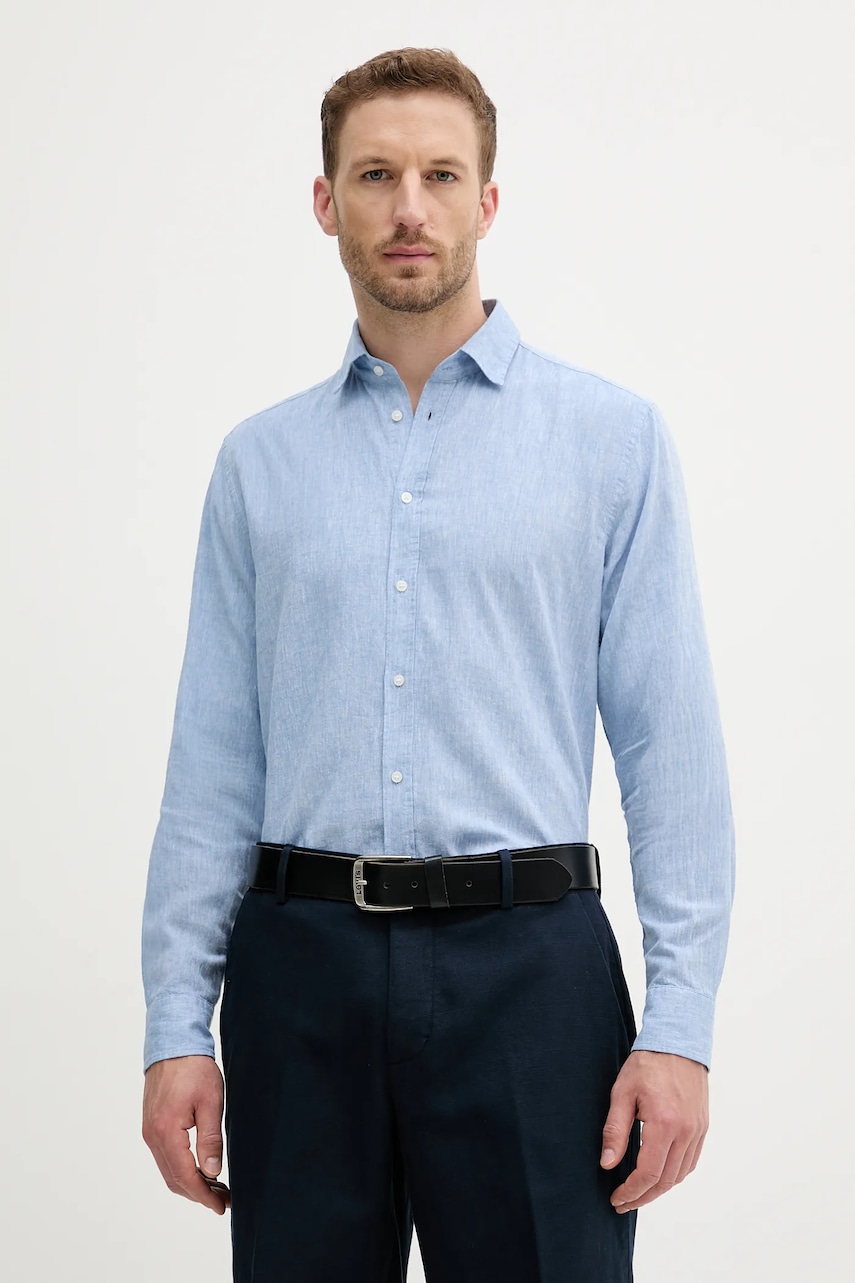 Sisley cămașă de in cu guler clasic, regular, 51FCSQ03G