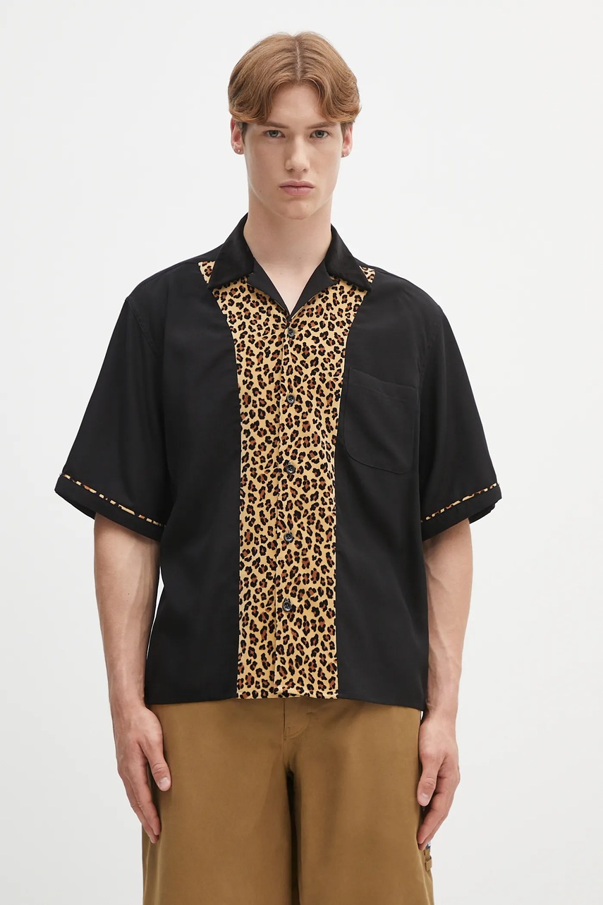 Košile Wacko Maria switching pánská, černá barva, relaxed, 25SS-WMS-OC14