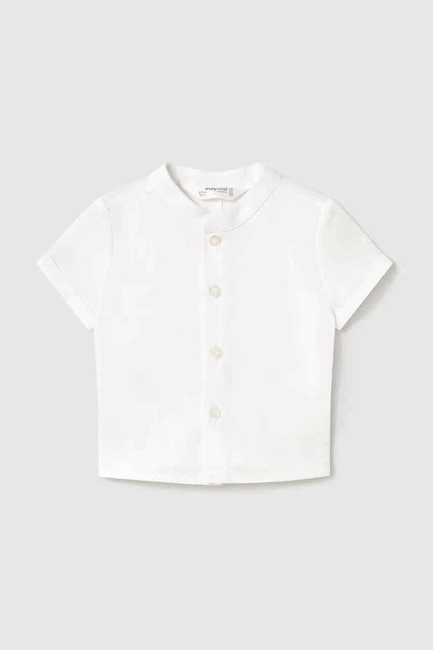Mayoral Newborn cămașă de in pentru bebeluși culoarea alb, 1101