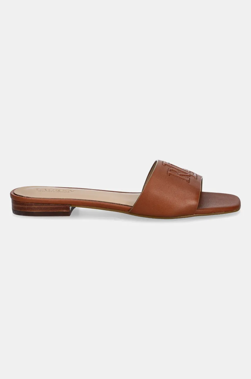 Кожаные шлепанцы Lauren Ralph Lauren Everley Sld женские цвет коричневый 802959142002 Кожаные шлепанцы Lauren Ralph Lauren Everley Sld женские цвет коричневый 802959142002