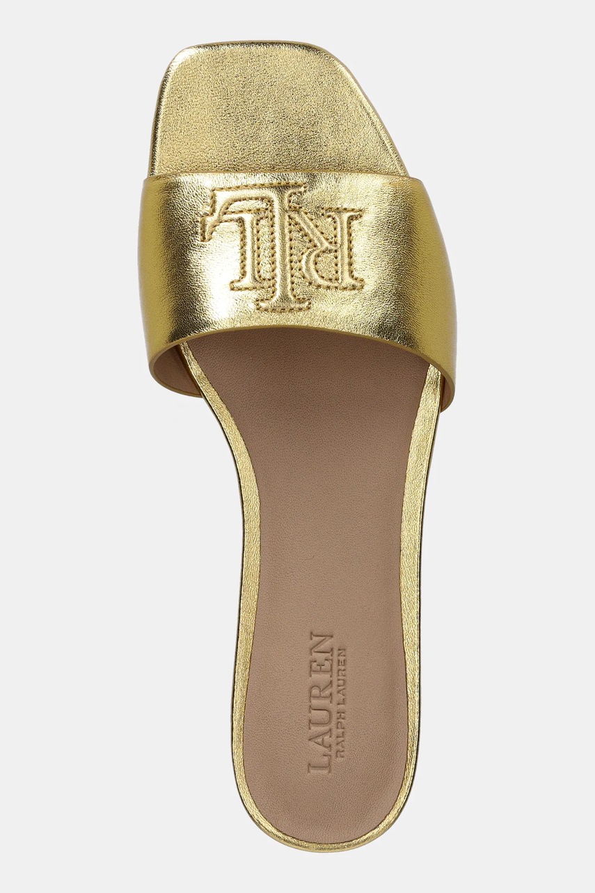 Шкіряні шльопанці Lauren Ralph Lauren Everley Sld жіночі колір золотий 802970531002 