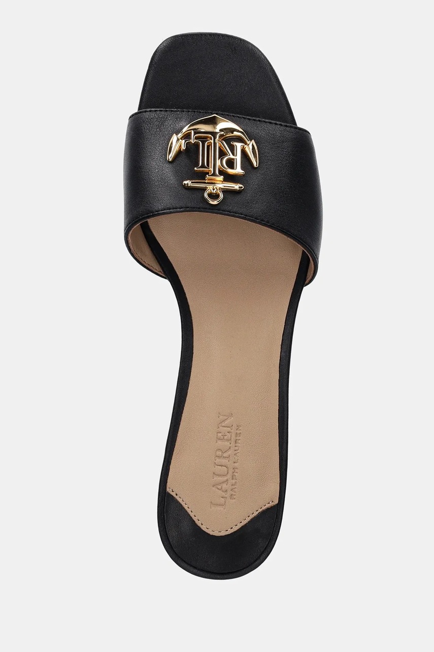 Δερμάτινες παντόφλες Lauren Ralph Lauren Fay Logo II γυναικείες, χρώμα: μαύρο, 802959168001 φωτογραφία