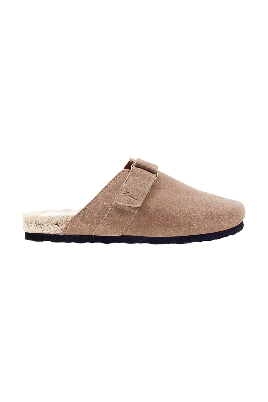 Manebi papuci din piele Hamptons Clog Mules femei, culoarea bej, W 1.9 B0 Manebi papuci din piele Hamptons Clog Mules femei, culoarea bej, W 1.9 B0