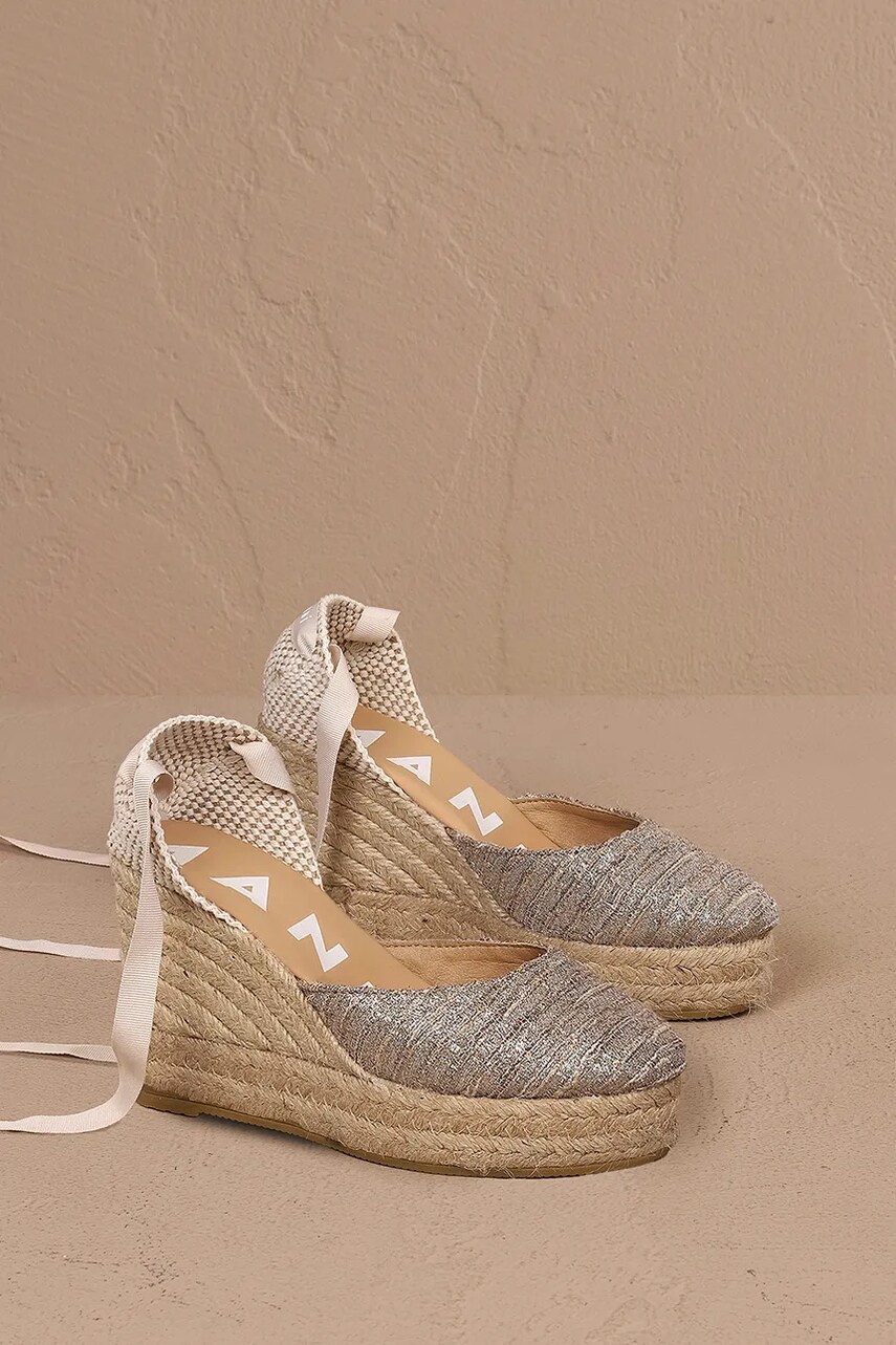 Manebi espadrile Wedge Espadrilles femei, culoarea auriu, cu platforma, H 3.1 WV