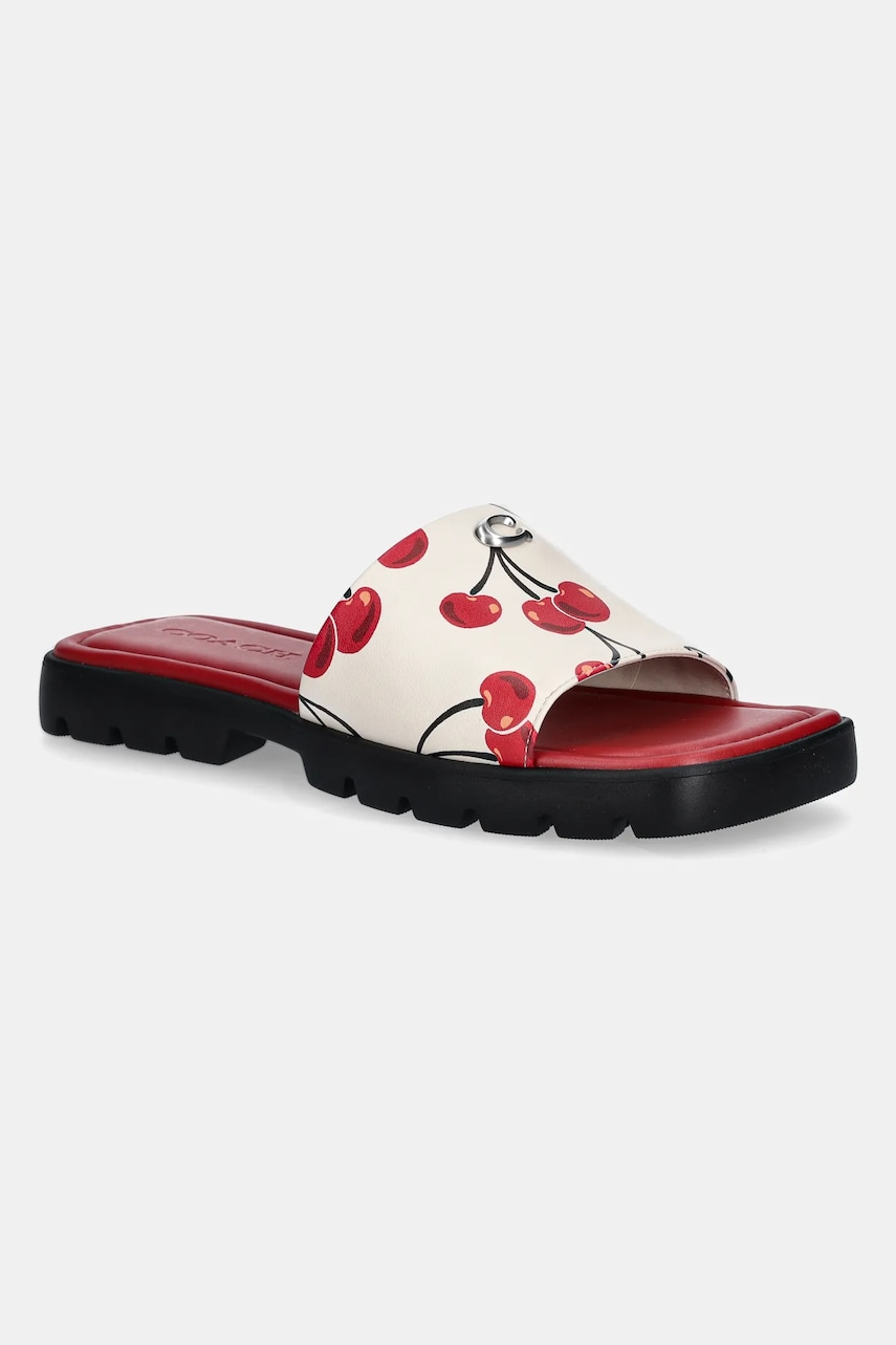 Coach slapi de piele Florence Cherry femei, culoarea rosu, CZ363 Coach slapi de piele Florence Cherry femei, culoarea rosu, CZ363