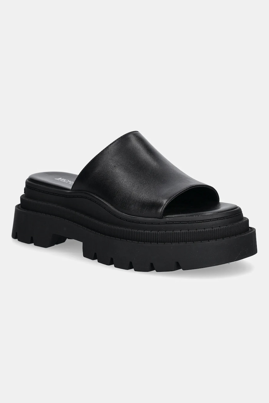 MICHAEL Michael Kors slapi de piele Kendra femei, culoarea negru, cu platforma, 40R5KEFS1L.001 MICHAEL Michael Kors slapi de piele Kendra femei, culoarea negru, cu platforma, 40R5KEFS1L.001