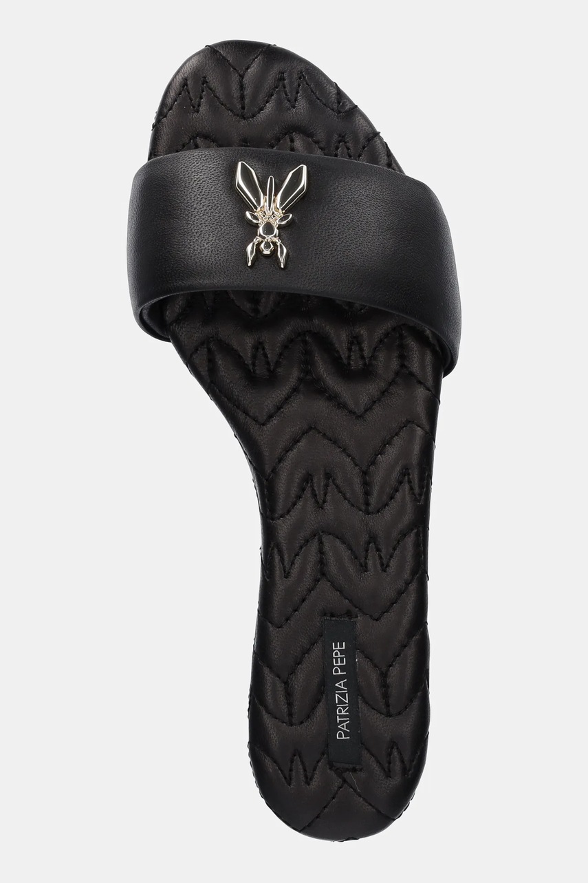 Δερμάτινες παντόφλες Patrizia Pepe γυναικείες, χρώμα: μαύρο, 8X0078 L048 K103 φωτογραφία