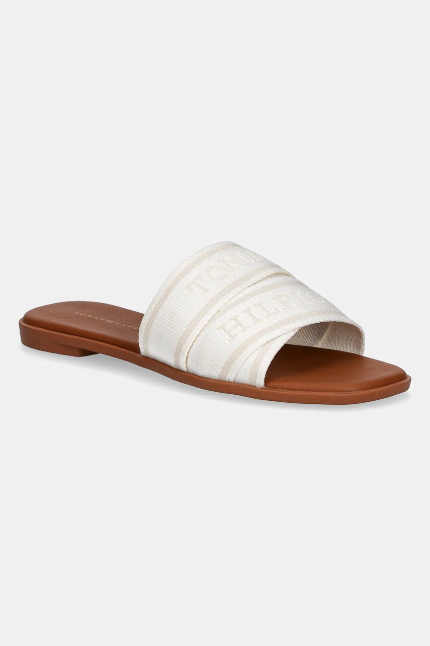 Pantofle Tommy Hilfiger TOMMY HILFIGER WEBBING MULE dámské, bílá barva, FW0FW08421