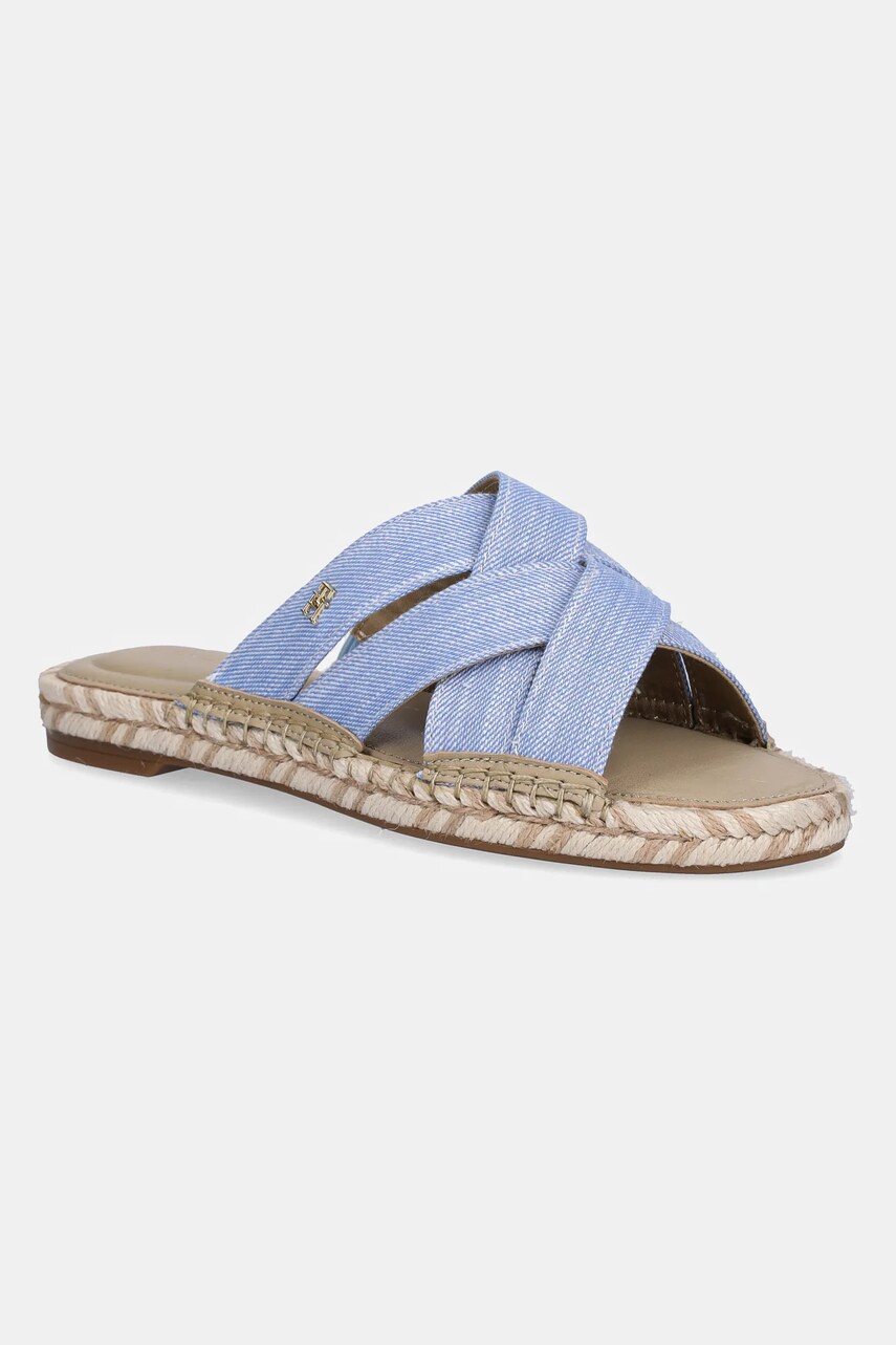 Levně Pantofle Tommy Hilfiger CHAMBRAY ESPADRILLE MULE dámské, modrá barva, FW0FW08501