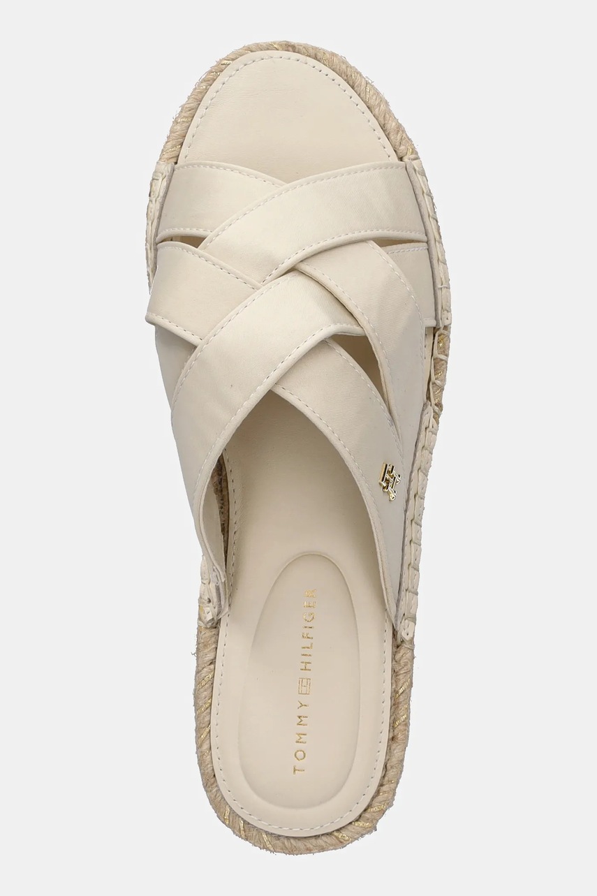 Шльопанці Tommy Hilfiger SATIN ESPADRILLE MULE жіночі колір бежевий FW0FW08502 