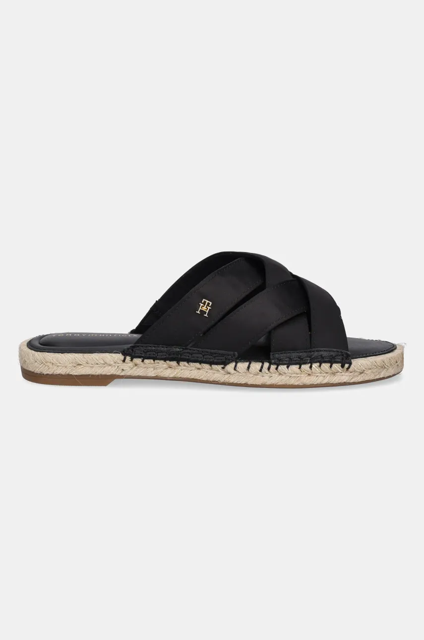 Шлепанцы Tommy Hilfiger SATIN ESPADRILLE MULE женские цвет чёрный FW0FW08502 Шлепанцы Tommy Hilfiger SATIN ESPADRILLE MULE женские цвет чёрный FW0FW08502
