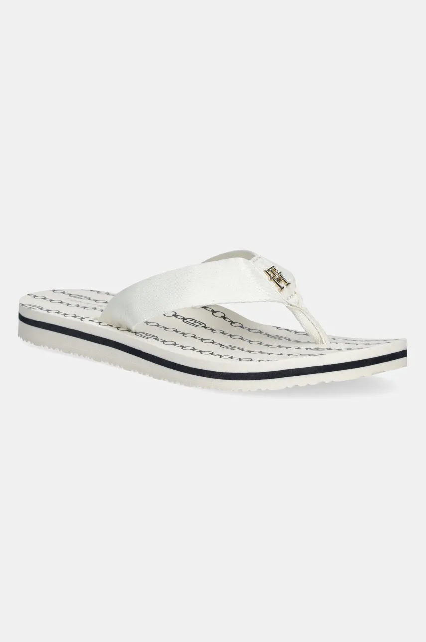 Levně Žabky Tommy Hilfiger TH CHAIN PRINT BEACH SANDAL dámské, béžová barva, na plochém podpatku, FW0FW08514