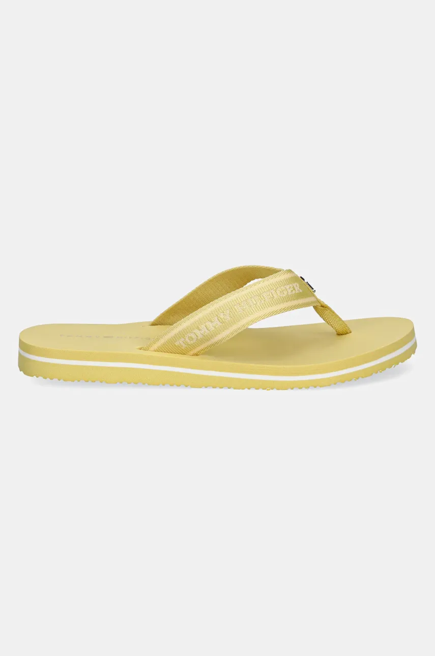 Вьетнамки Tommy Hilfiger HILFIGER WEBBING BEACH SANDAL женские цвет жёлтый на плоском ходу FW0FW08515 Вьетнамки Tommy Hilfiger HILFIGER WEBBING BEACH SANDAL женские цвет жёлтый на плоском ходу FW0FW08515