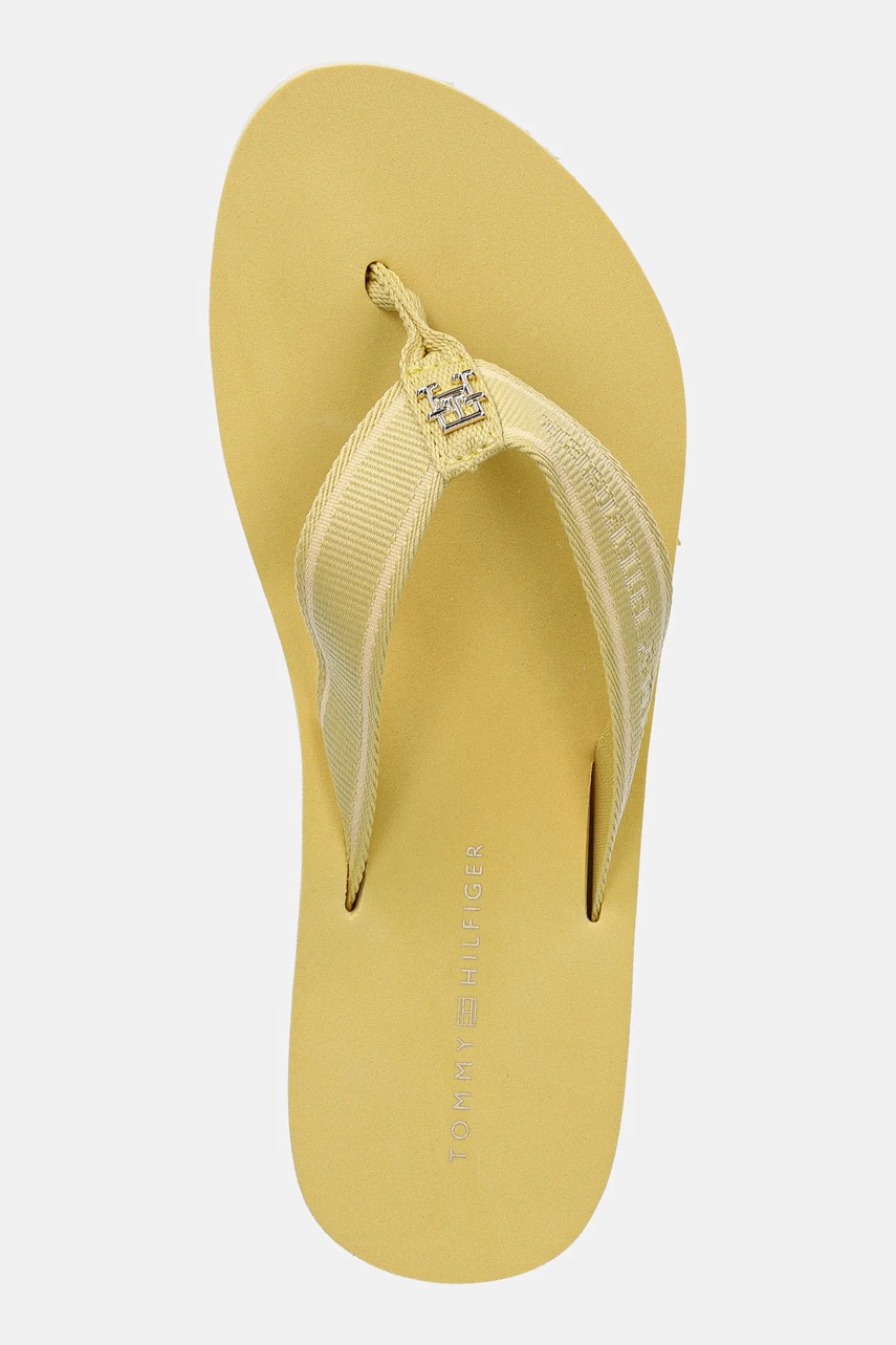 Σαγιονάρες Tommy Hilfiger HILFIGER WEBBING BEACH SANDAL χρώμα: κίτρινο, FW0FW08515 φωτογραφία